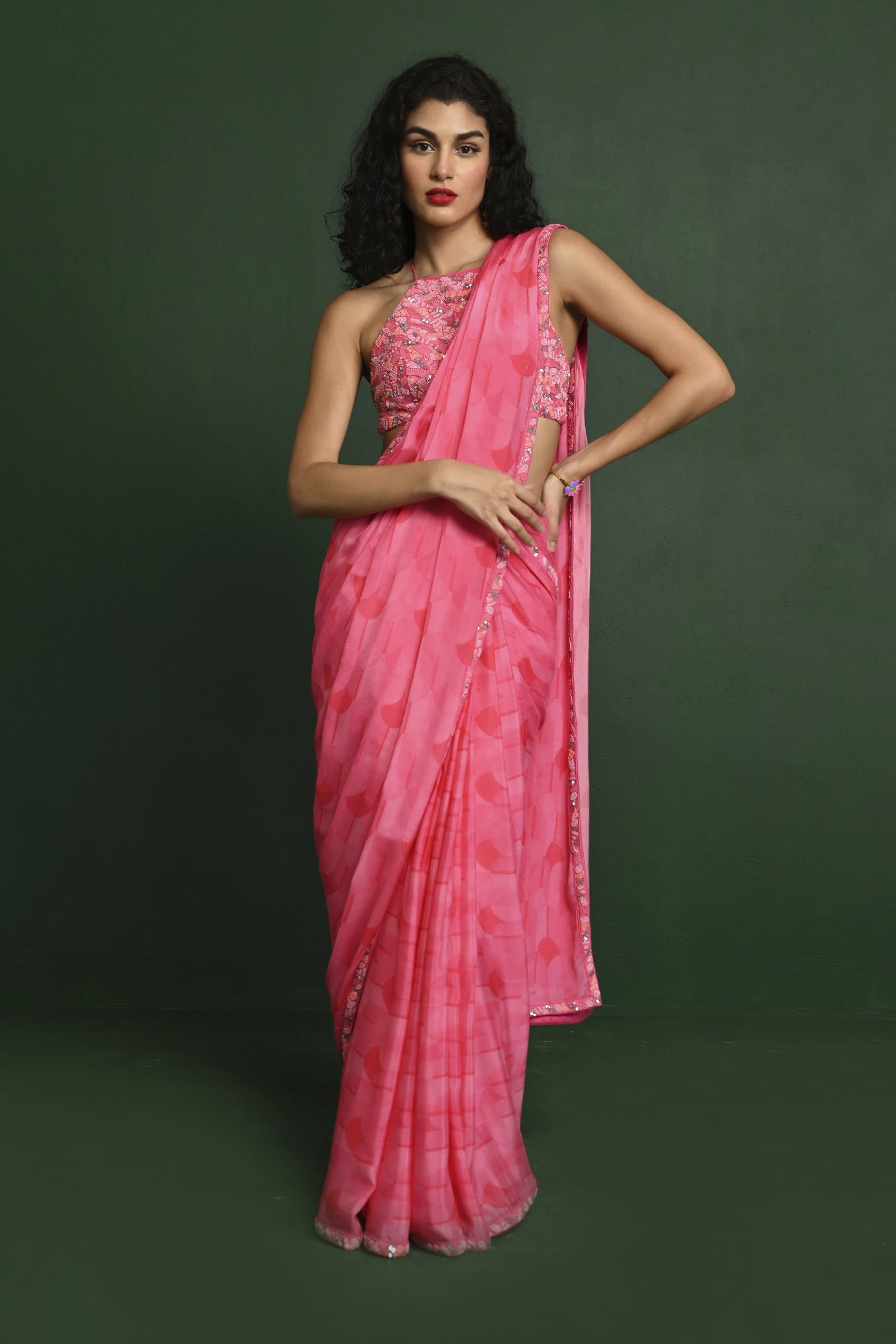 Chamee and Palak Lara Georgette Saree Indian designer wear online shopping melange singapore 