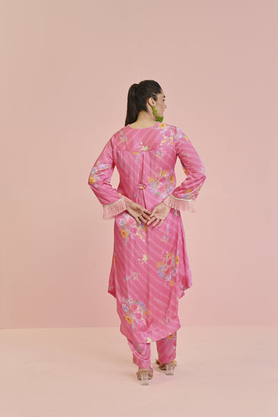 Chamee and Palak Rosetta Satin Kurta Set Indian designer wear online shopping melange singapore 