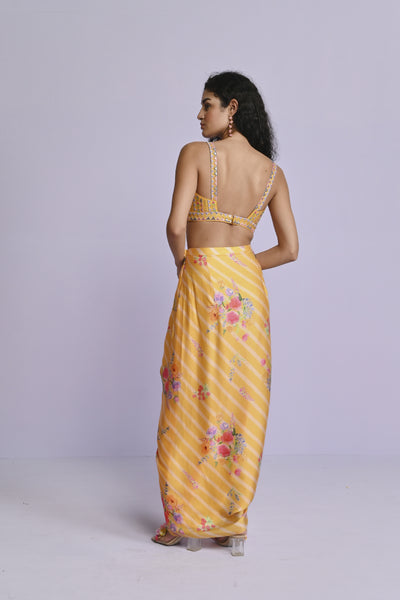 Chamee and Palak Sara Satin Drape Skirt Set Indian designer wear online shopping melange singapore 