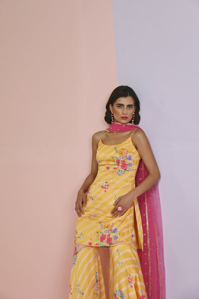 Chamee and Palak Sara Satin Shrara Set Indian designer wear online shopping melange singapore 