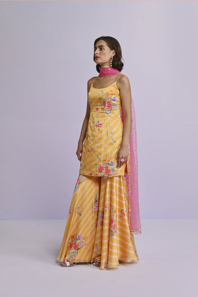 Chamee and Palak Sara Satin Shrara Set Indian designer wear online shopping melange singapore 