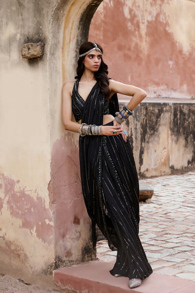 Chamee and Palak Adele Saree Gown Indian designer wear online shopping melange singapore