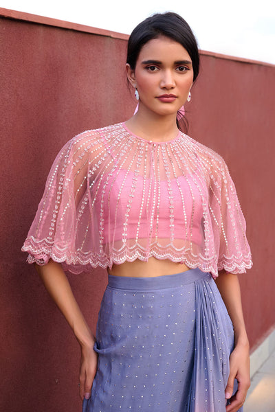 Chamee and Palak Dia Ombre Drape Skirt  Set indian designer wear online shopping melange singapore