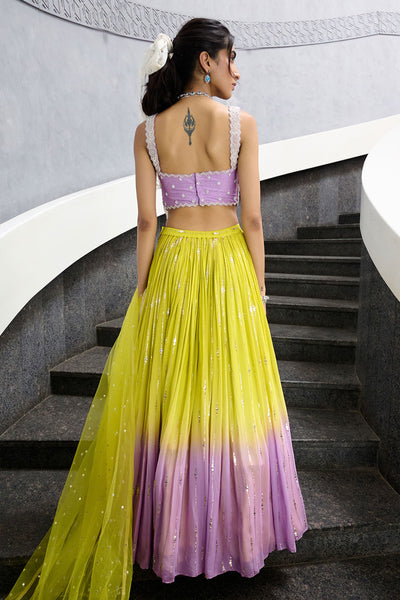 Chamee and Palak Elaya Ombre Sequence Work Lehenga Set indian designer wear online shopping melange singapore