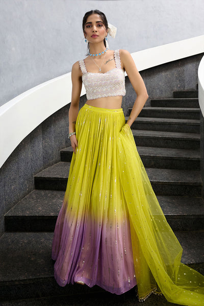 Chamee and Palak Elaya Ombre Sequence Work Lehenga Set indian designer wear online shopping melange singapore