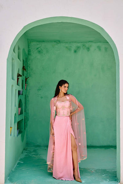 Chamee and Palak Esita Cape Skirt Set indian designer wear online shopping melange singapore 