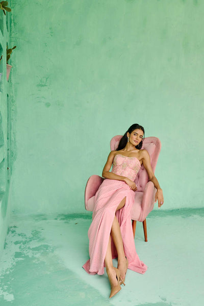 Chamee and Palak Esita Slit Skirt Set indian designer wear online shopping melange singapore 