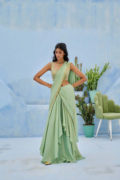 Chamee and Palak Haseen Pre-drape Saree indian designer wear online shopping melange singapore 
