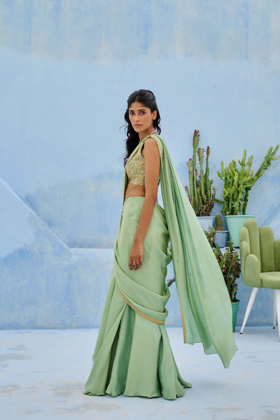 Chamee and Palak Haseen Pre-drape Saree indian designer wear online shopping melange singapore 