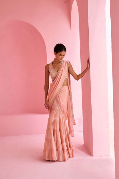 Chamee and Palak Khayal Pre-drape Saree indian designer wear online shopping melange singapore 