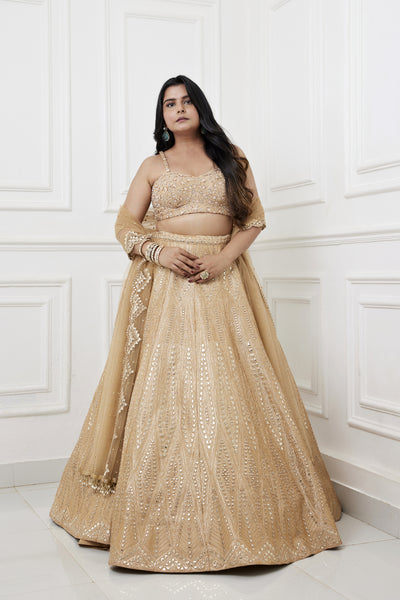 Chamee and Palak Mia Gold Lehenga indian designer wear online shopping melange singapore