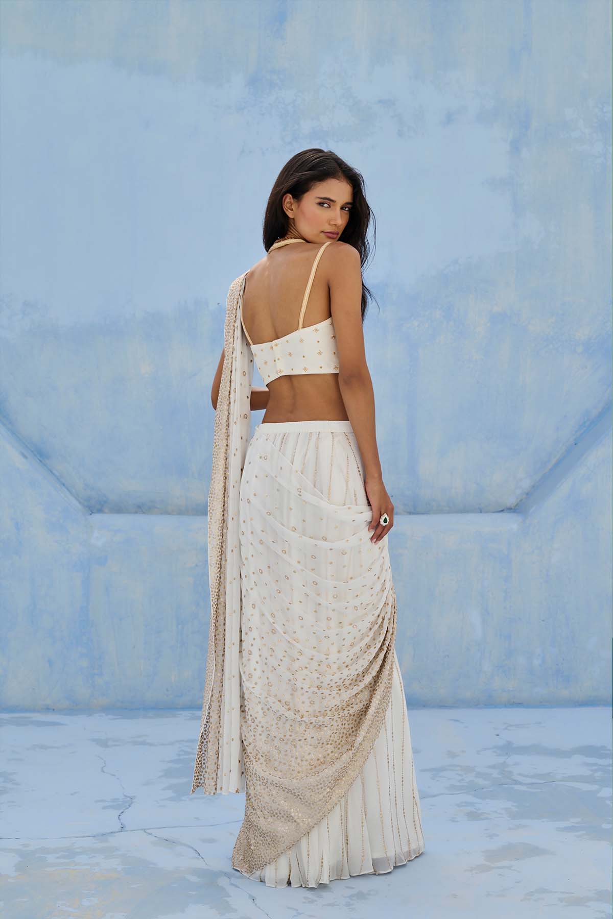 Chamee and Palak Noor Pre-drape Saree indian designer wear online shopping melange singapore 
