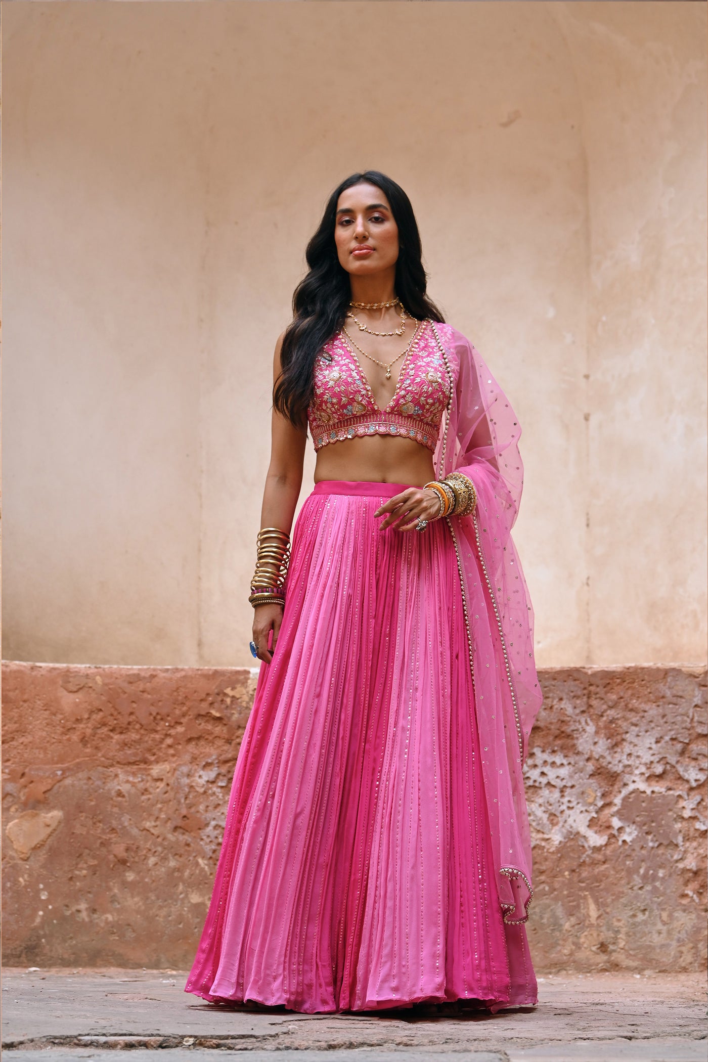 Chamee and Palak Ombre Meadow Set Indian designer wear online shopping melange singapore