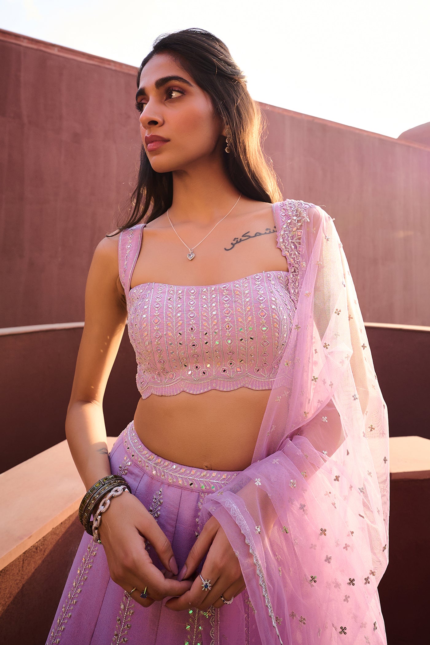 Chamee and Palak Riya Lehenga Set indian designer wear online shopping melange singapore