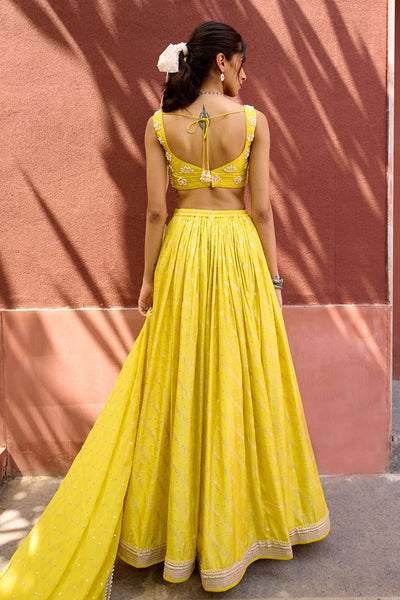 Chamee and Palak Roma Jamewar Ruched Lehenga Set indian designer wear online shopping melange singapore