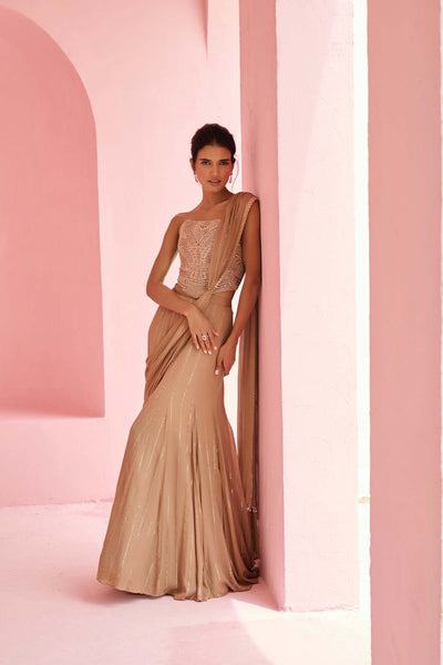 Chamee and Palak Stella Pre-drape Saree indian designer wear online shopping melange singapore 