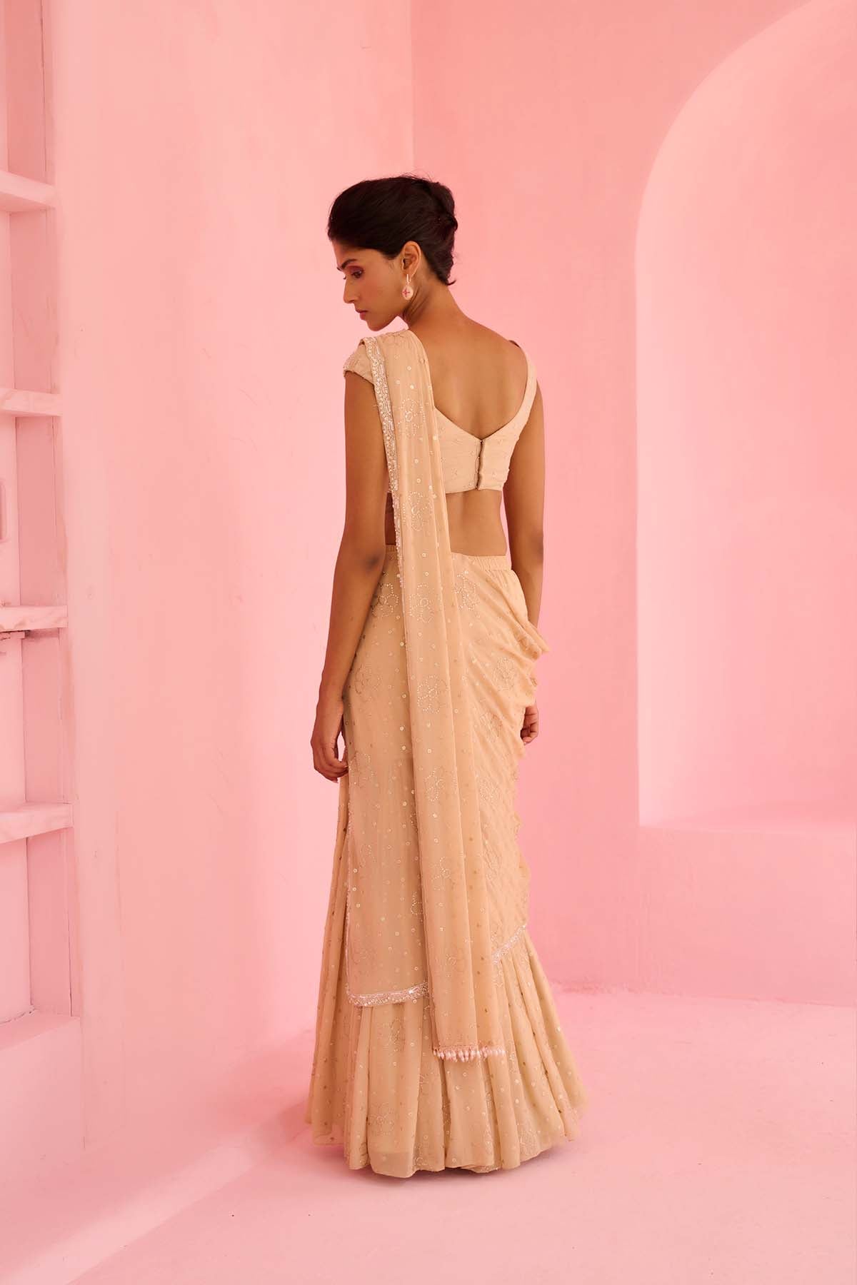 Chamee and Palak Suhana Pre-drape Saree indian designer wear online shopping melange singapore 