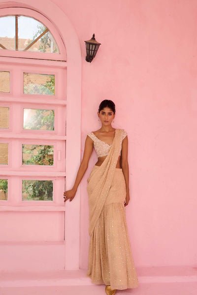 Chamee and Palak Suhana Pre-drape Saree indian designer wear online shopping melange singapore 