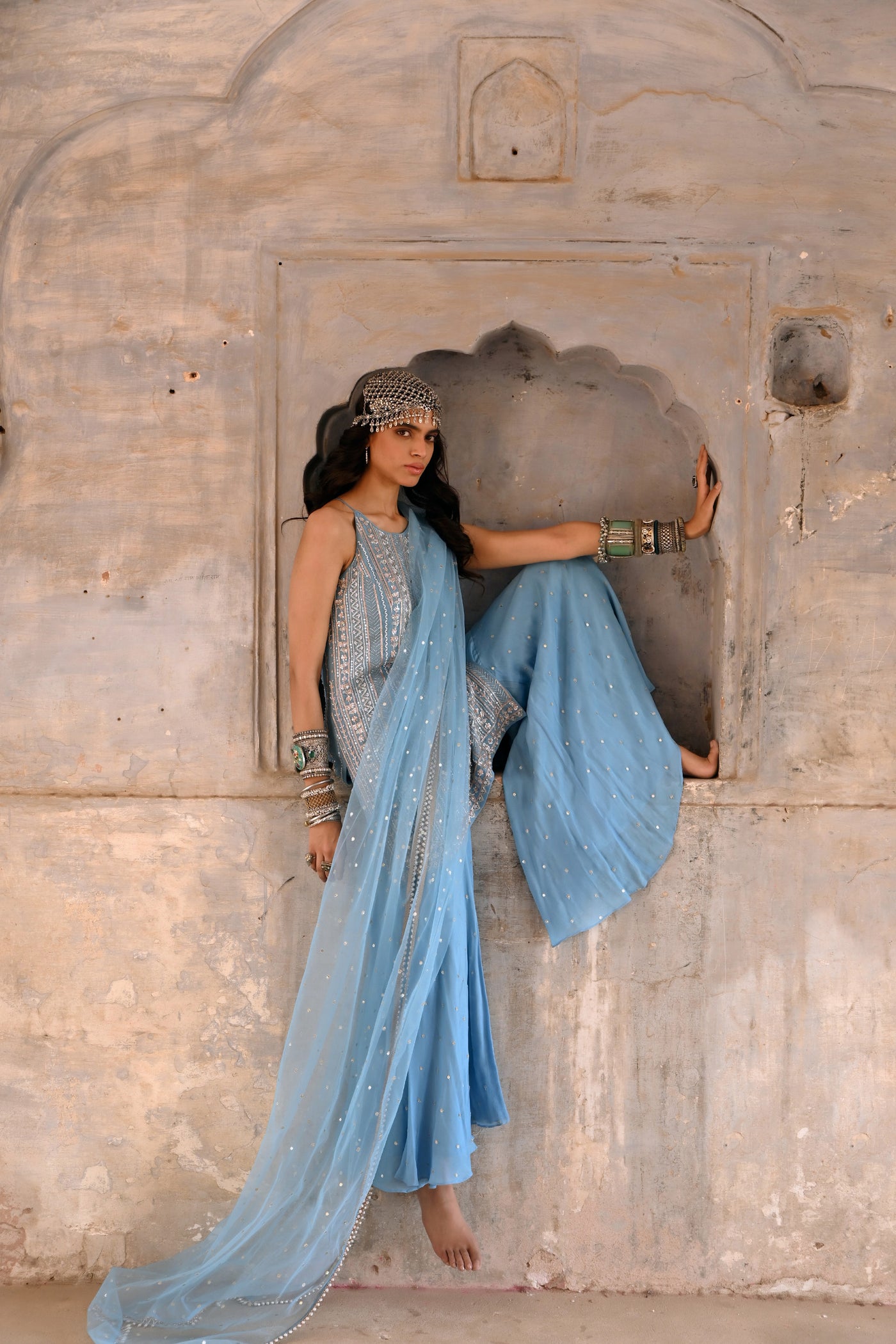 Chamee and Palak Tamara  Pallazo Indian designer wear online shopping melange singapore