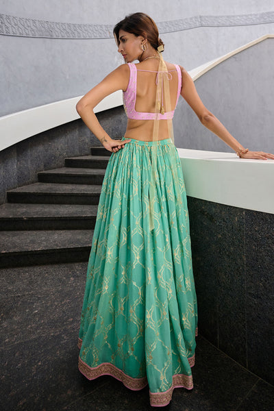 Chamee and Palak Veda Honeycomb Jamewar Lehenga Set indian designer wear online shopping melange singapore