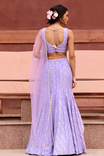 Chamee and Palak Zara Lavender Jamewar Gusset Skirt Set indian designer wear online shopping melange singapore