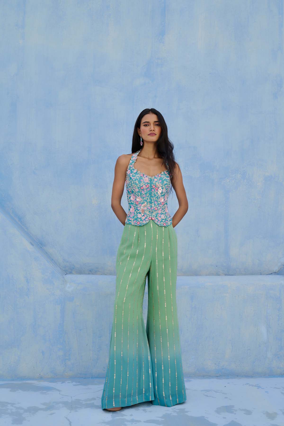 Chamee and Palak Zeenat Flared Pants Set indian designer wear online shopping melange singapore 