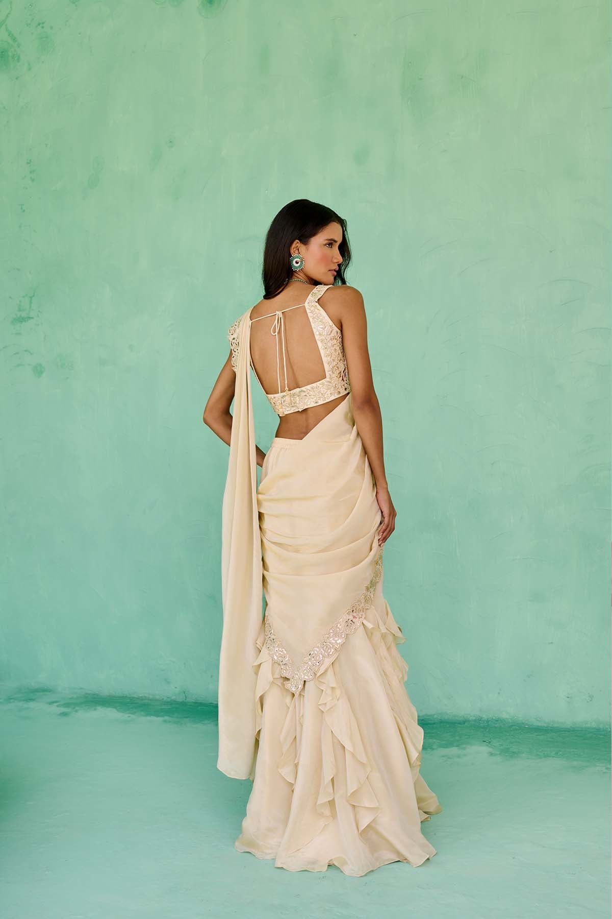Chamee and Palak Ziya Pre-drape Saree indian designer wear online shopping melange singapore 