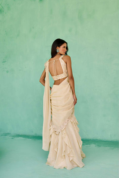 Chamee and Palak Ziya Pre-drape Saree indian designer wear online shopping melange singapore 