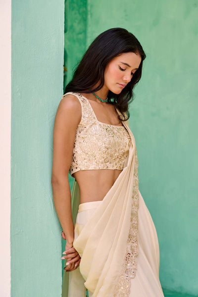 Chamee and Palak Ziya Pre-drape Saree indian designer wear online shopping melange singapore 