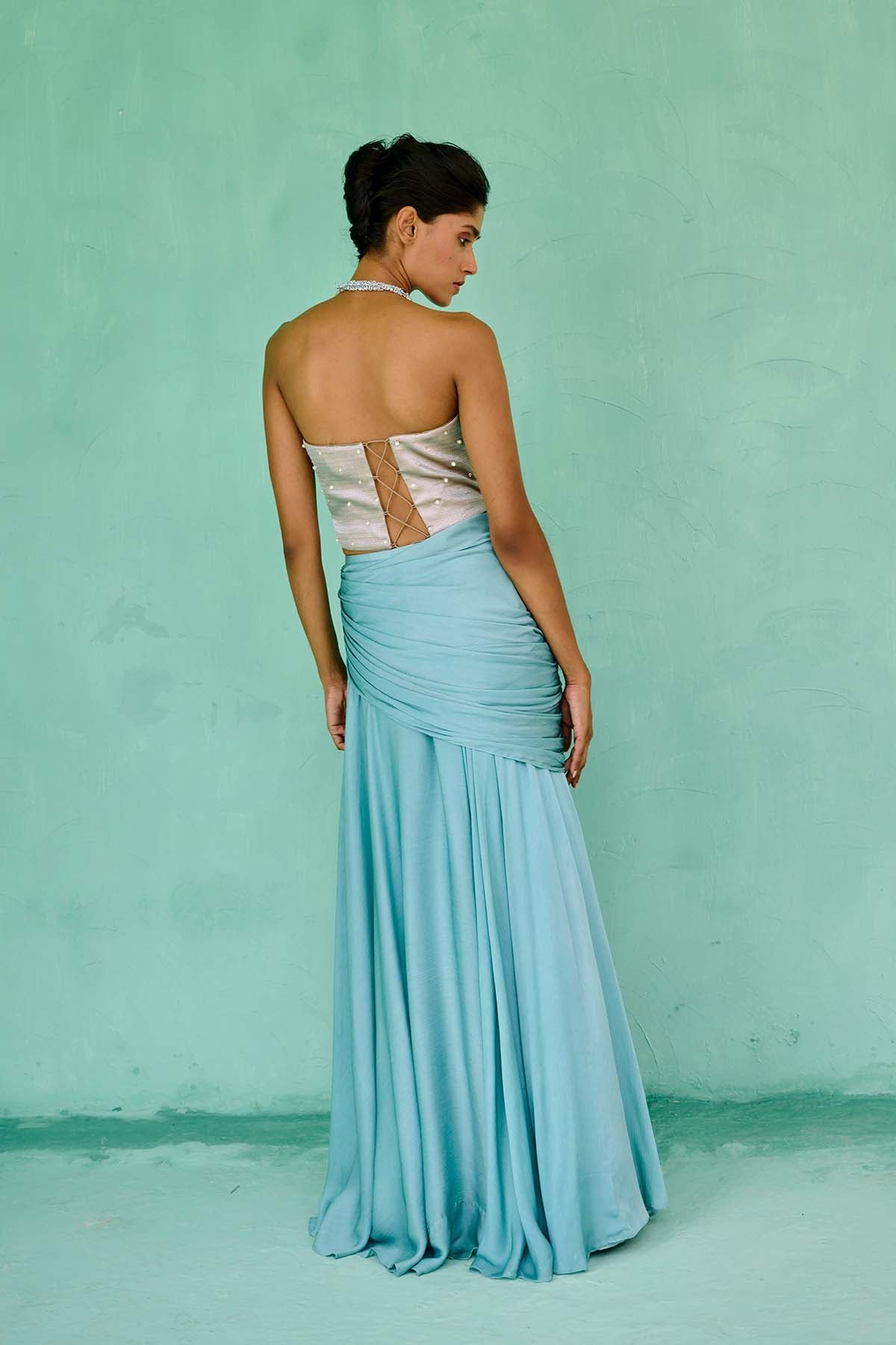 Chamee and Palak Zoha Drape Skirt Set indian designer wear online shopping melange singapore 