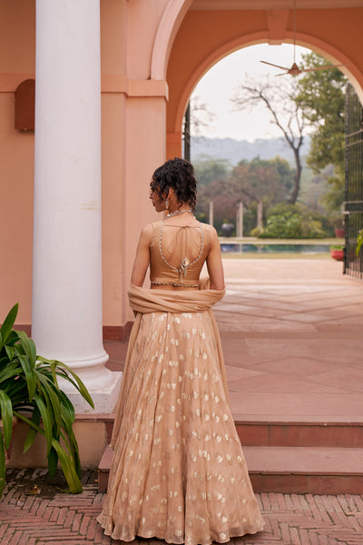 Chhavvi Aggarwal Beige Banarasi Lehenga Set indian designer wear online shopping melange singapore