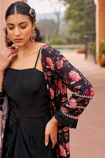 Chhavvi Aggarwal Black Dress With Long Jacket indian designer wear online shopping melange singapore