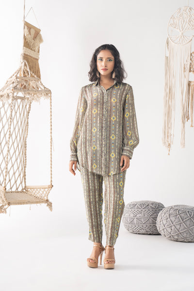 Chhavvi Aggarwal Grey Colored Co- Ord Set indian designer wear online shopping melange singapore