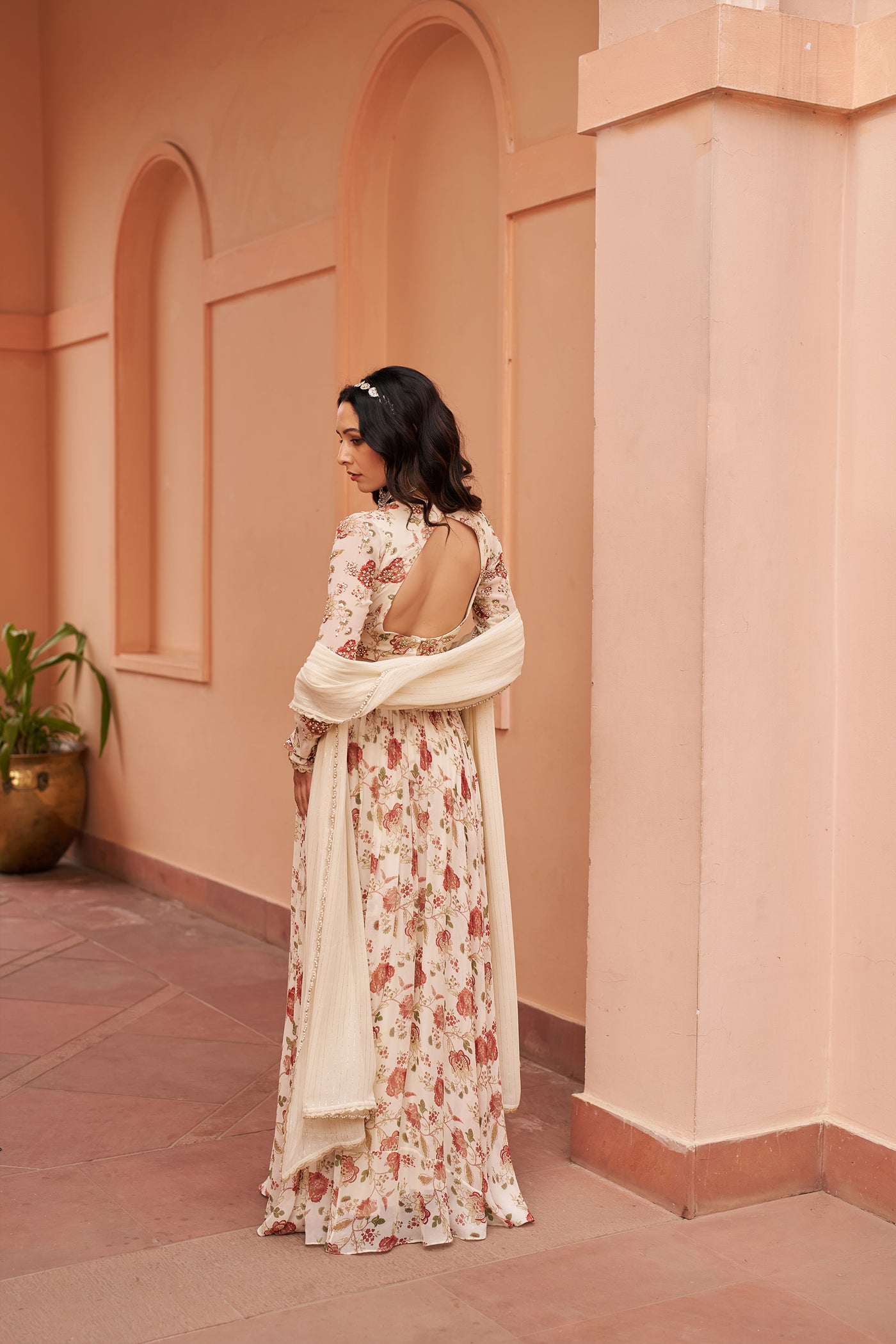 Chhavvi Aggarwal Ivory Printed Lehenga Set indian designer wear online shopping melange singapore