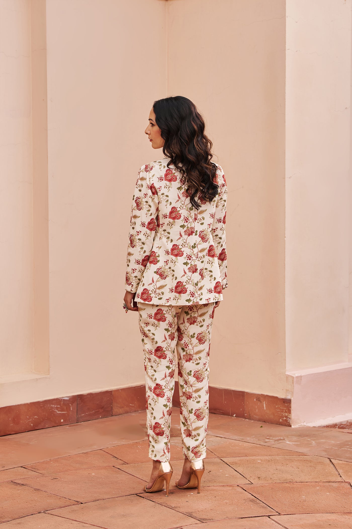 Chhavvi Aggarwal Ivory Printed Pantsuit indian designer wear online shopping melange singapore