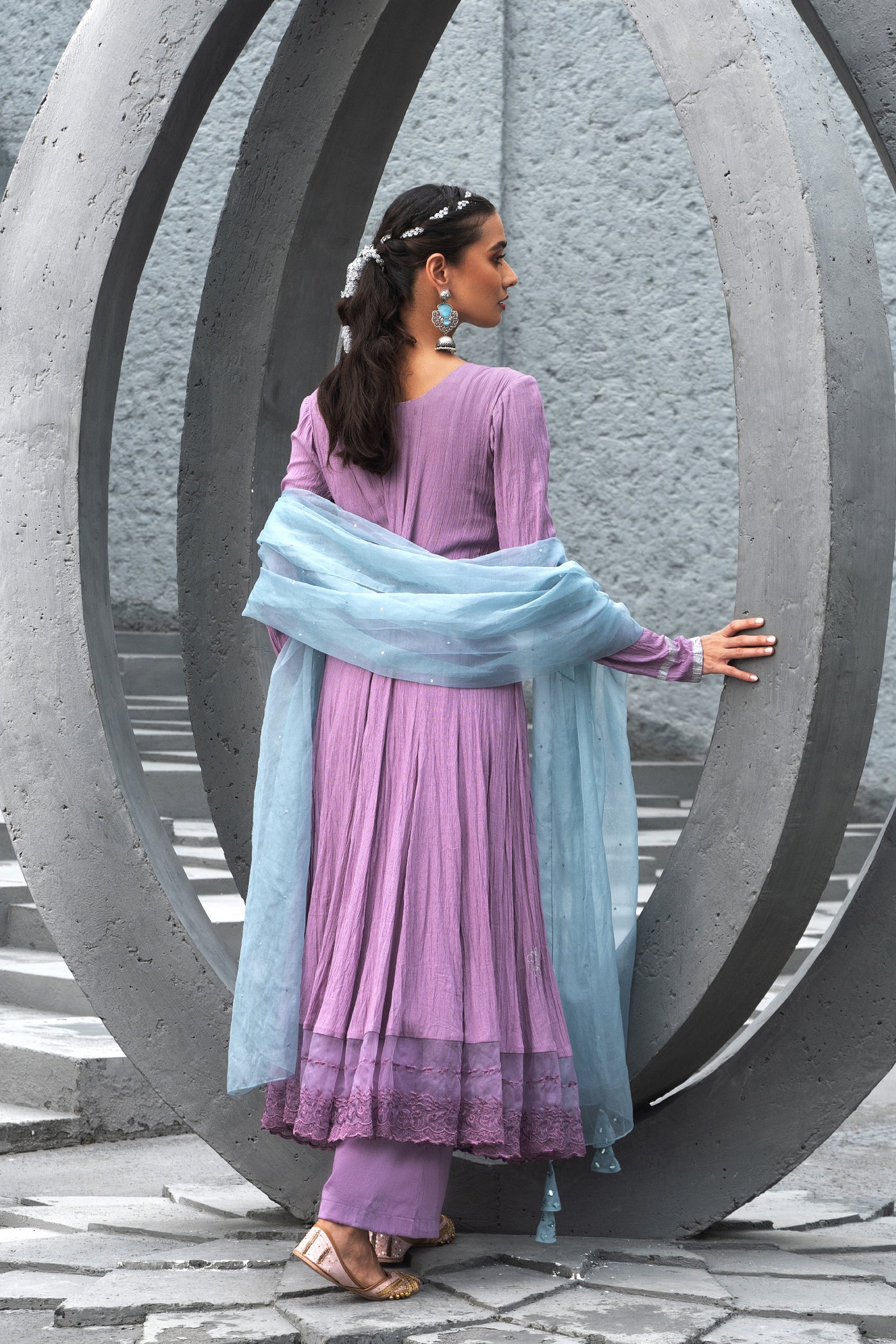Chhavvi Aggarwal Lavender Anarkali indian designer wear online shopping melange singapore