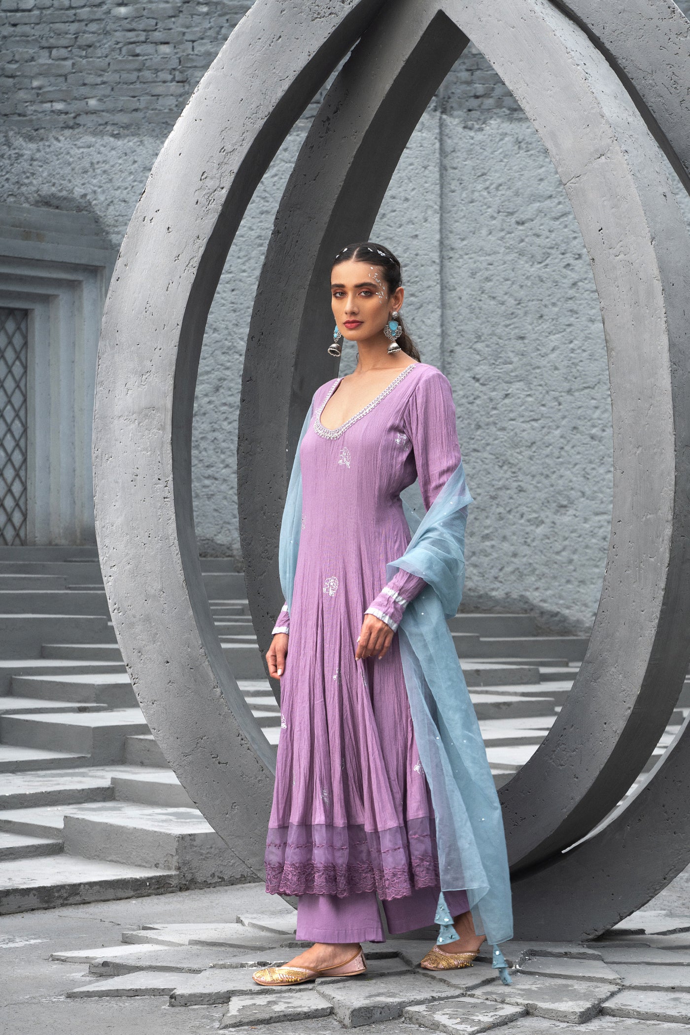 Chhavvi Aggarwal Lavender Anarkali indian designer wear online shopping melange singapore