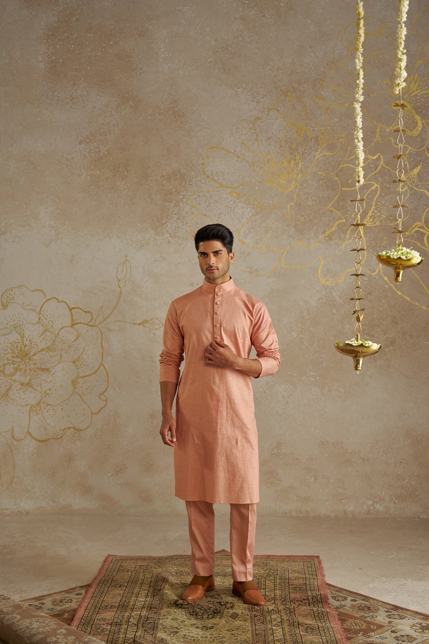Chhavvi Aggarwal Menswear Blush Kurta Set indian designer wear online shopping melange singapore