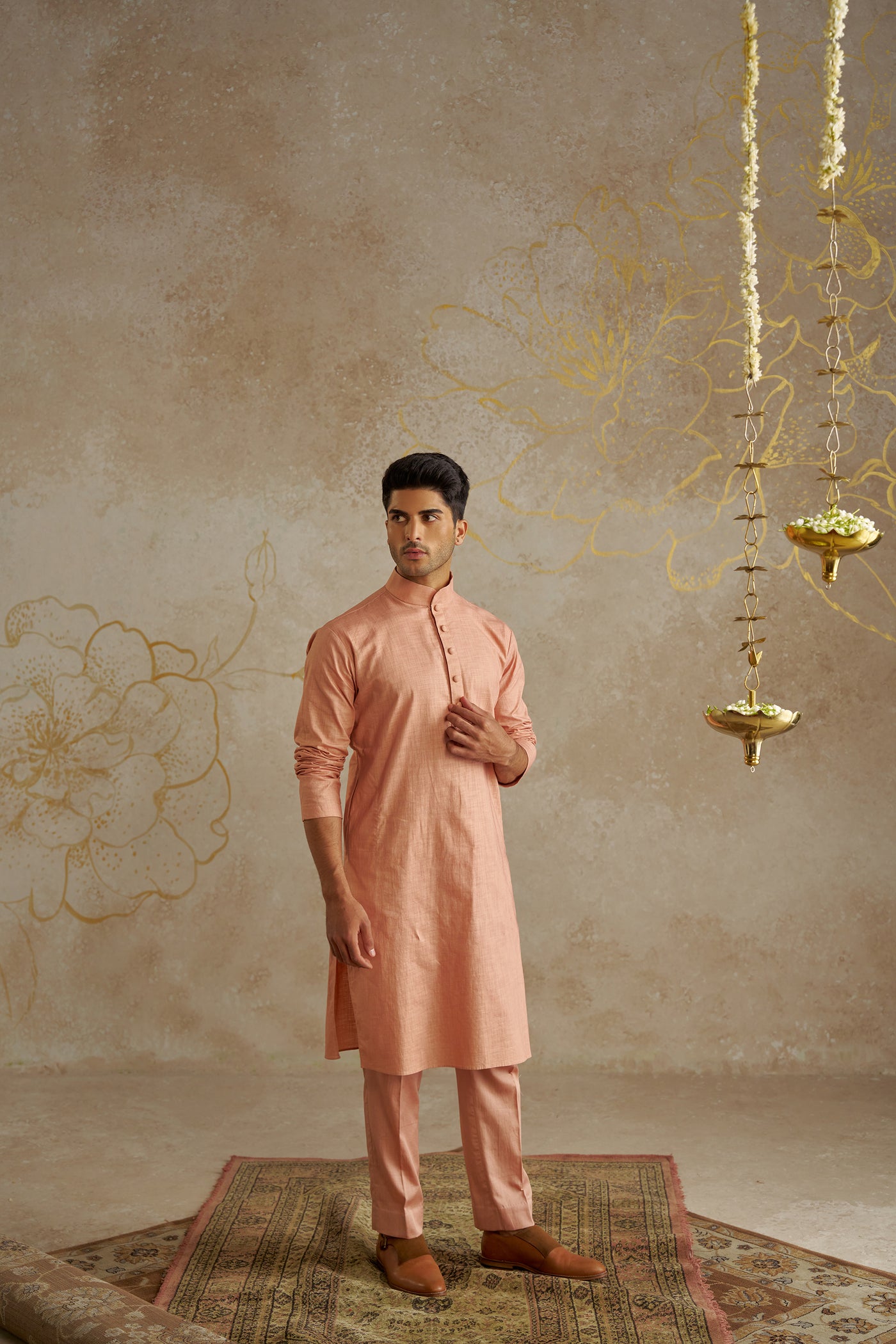 Chhavvi Aggarwal Menswear Blush Kurta Set indian designer wear online shopping melange singapore