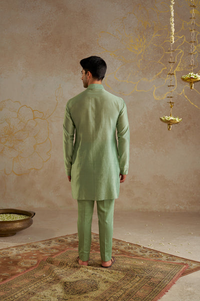 Chhavvi Aggarwal Menswear Jade Chanderi Kurta Set indian designer wear online shopping melange singapore
