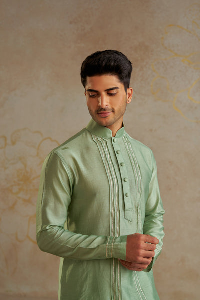Chhavvi Aggarwal Menswear Jade Chanderi Kurta Set indian designer wear online shopping melange singapore
