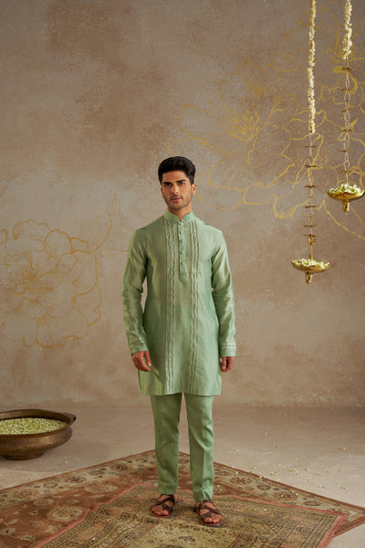 Chhavvi Aggarwal Menswear Jade Chanderi Kurta Set indian designer wear online shopping melange singapore
