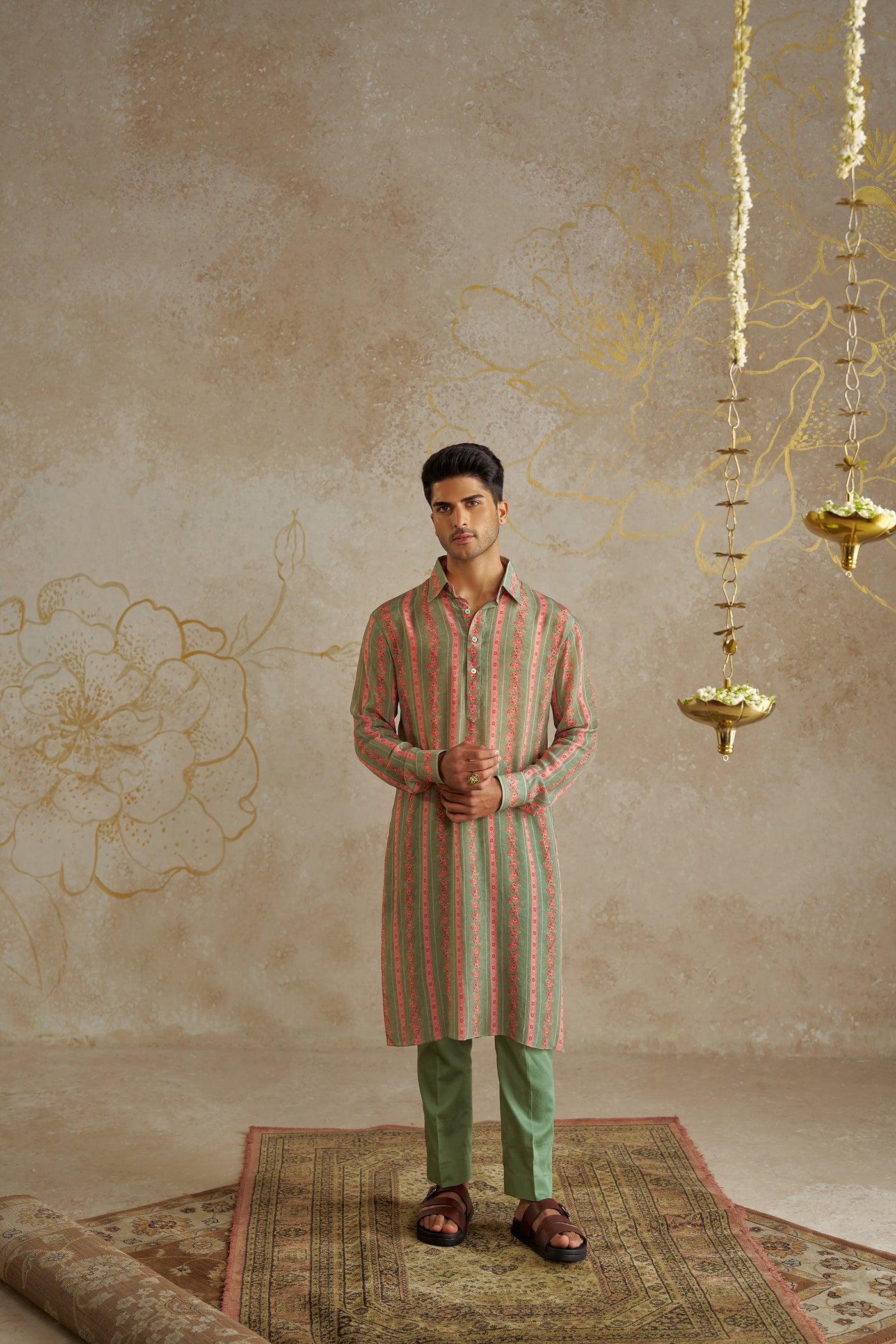 Chhavvi Aggarwal Menswear Jade Vine Kurta Set indian designer wear online shopping melange singapore