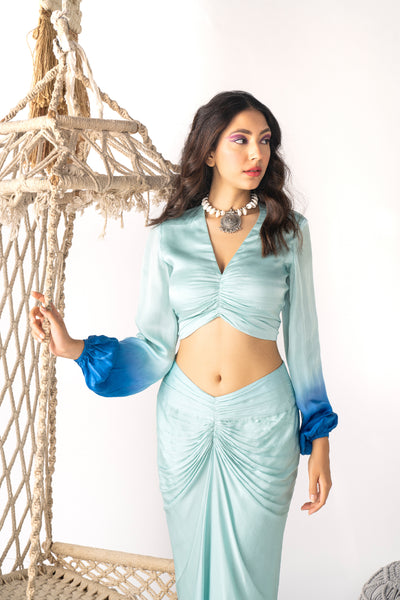 Chhavvi Aggarwal Ombre Skirt Set indian designer wear online shopping melange singapore