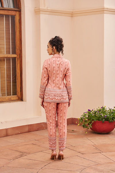 Chhavvi Aggarwal Peach Printed Co-ord Set indian designer wear online shopping melange singapore