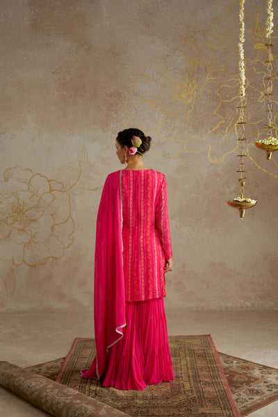 Chhavvi Aggarwal Pink Vine Tiered Sharara Set indian designer wear online shopping melange singapore