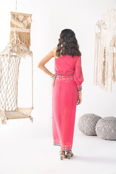 Chhavvi Aggarwal Pink Printed Dress indian designer wear online shopping melange singapore
