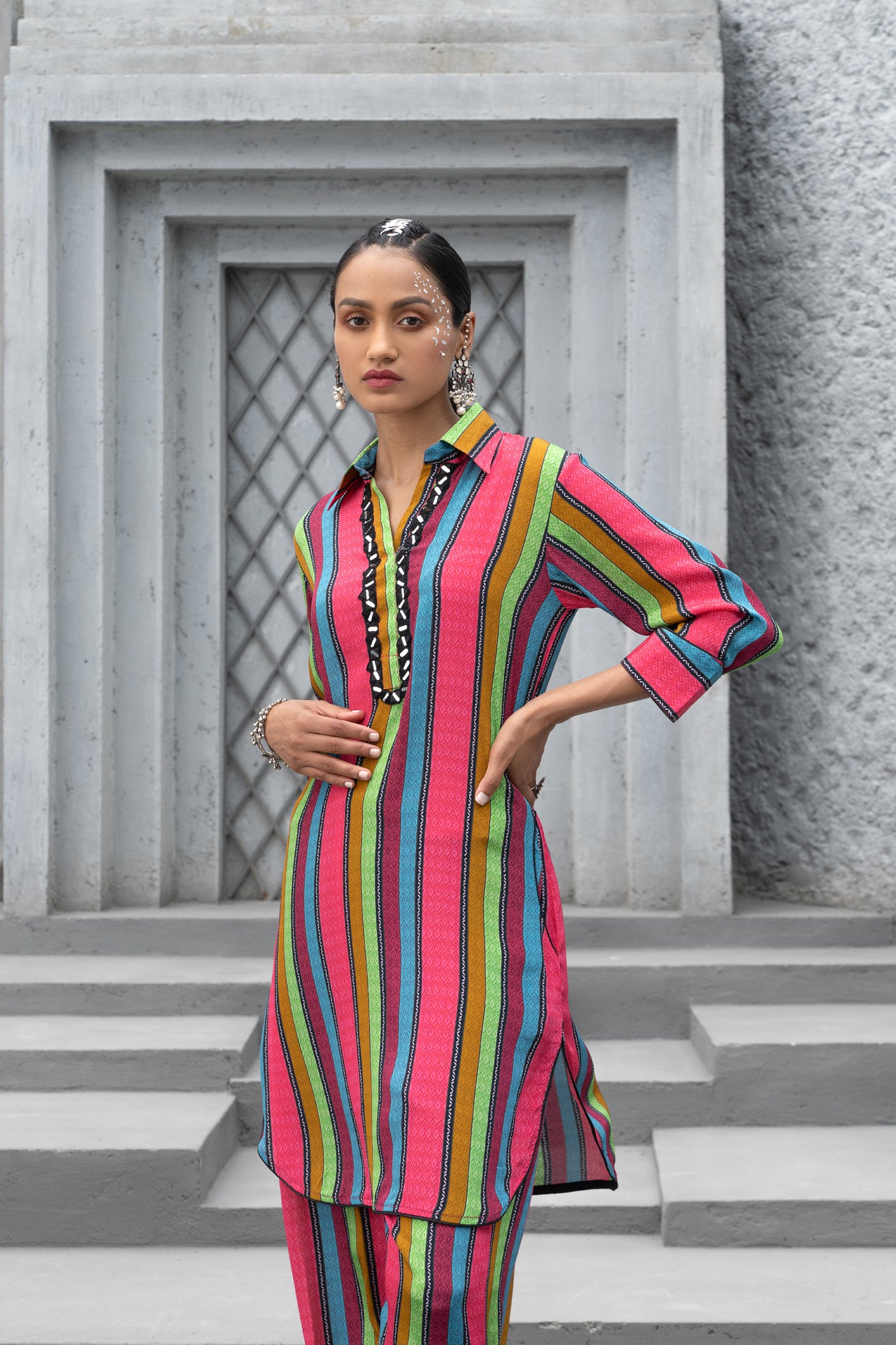 Chhavvi Aggarwal Raspberry Printed Kurta Set indian designer wear online shopping melange singapore