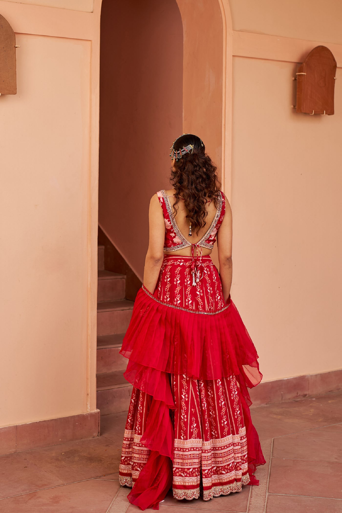 Chhavvi Aggarwal Red Lehenga Setindian designer wear online shopping melange singapore