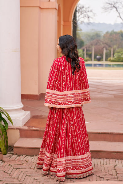 Chhavvi Aggarwal Red Lehenga With Cape And Inner indian designer wear online shopping melange singapore